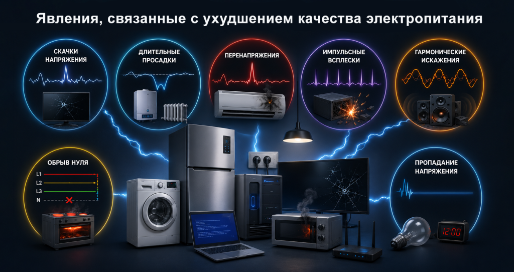 Явления, связанные с ухудшением качества электропитания Явления, связанные с ухудшением качества электропитания картинка